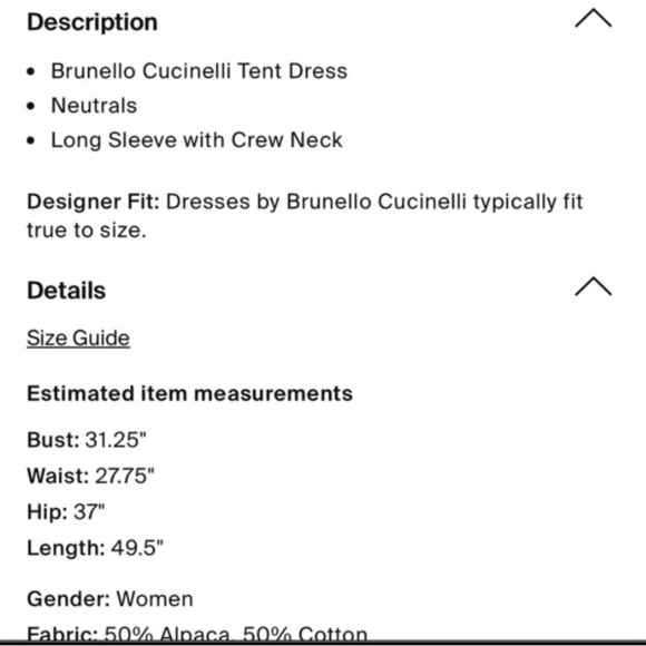 Brunello Cucinelli Taupe Knit Long Sleeve Garment Dress - Brand New with Tags - Picture 15 of 15